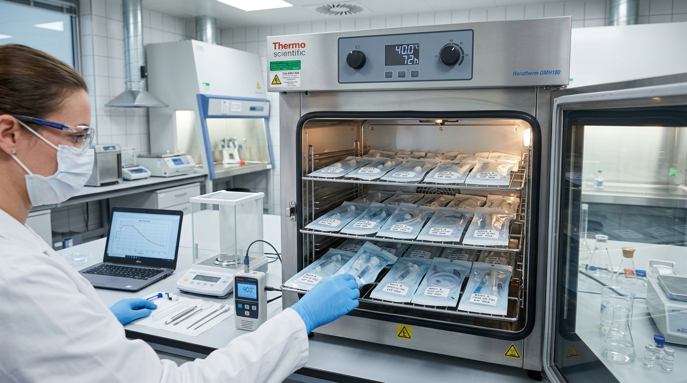 Medical device packaging accelerated aging study in laboratory oven