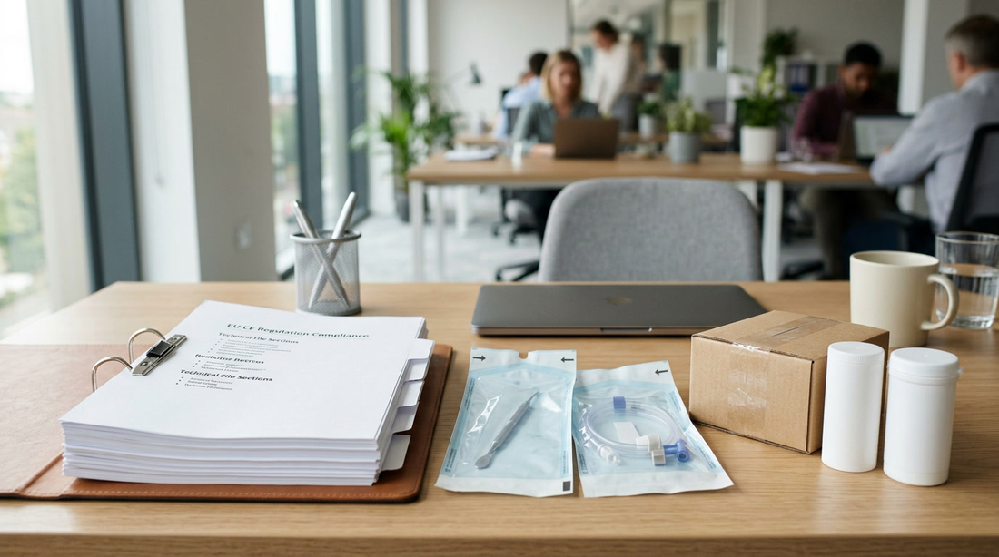 EU MDR regulatory compliance documentation with medical device packaging