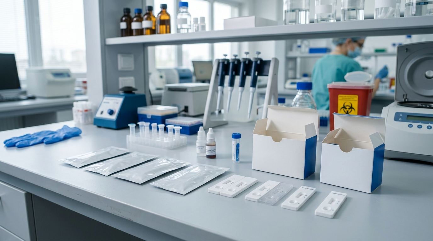 IVD diagnostic test packaging in a modern clinical laboratory setting